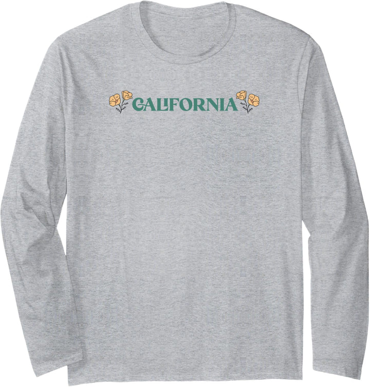 Trendy California Landmarks Icon Map & Text Front & Back Langarmshirt