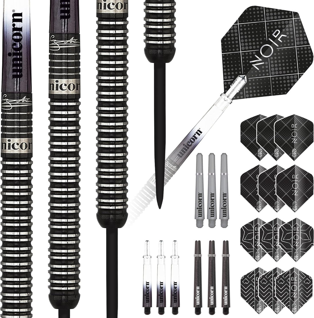 Unicorn Dartpfeilspitzen aus Stahl von Weltmeister Gary Anderson – Phase 3 Deluxe Noir, schwarz 21.0