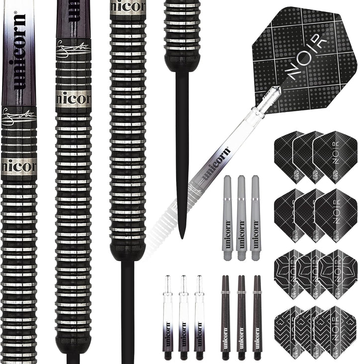 Unicorn Dartpfeilspitzen aus Stahl von Weltmeister Gary Anderson – Phase 3 Deluxe Noir, schwarz 21.0