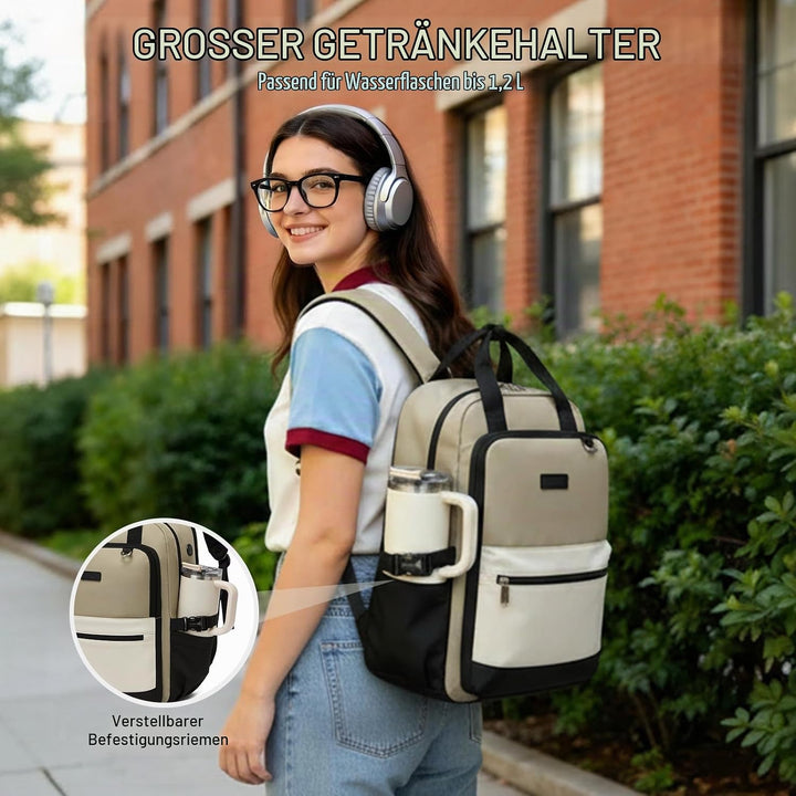 KONO Rucksack Damen 15,6 Zoll Laptop Rucksack Damen, Schulrucksack Elegant, Business Daypack mit vie