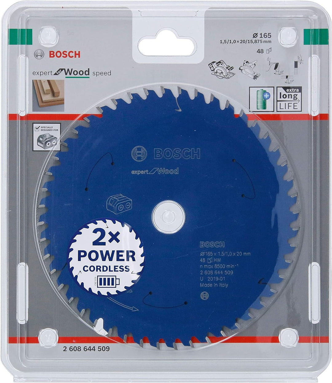 Bosch Accessories 1x Kreissägeblatt Expert for Wood (Holz, Sägeblatt Ø 165 x 20 x 1,5 mm, 48 Zähne,