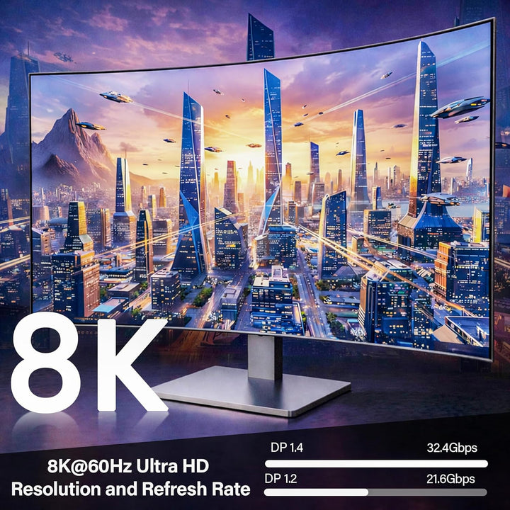 8K USB C auf DisplayPort 1.4 kabel 3 m,32,4Gbps 8K@60Hz/4K@144Hz,unidirektionales Typ C Thunderbolt