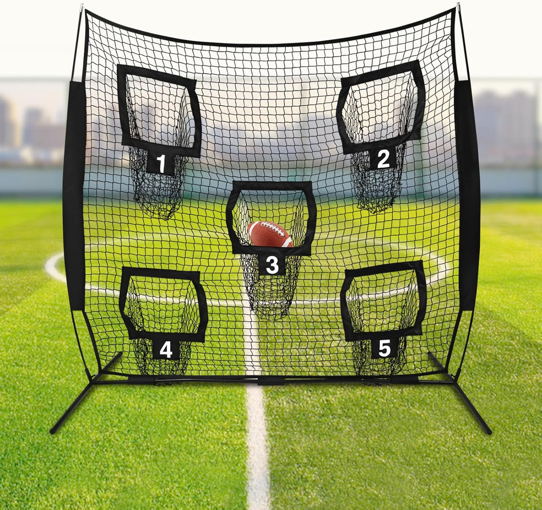 Rugby Wurfnetz, Rugby Wurfnetz mit 5 Zieltaschen, Fussballtrainer-Wurfnetz, Trainings-Wurfziel-Übung