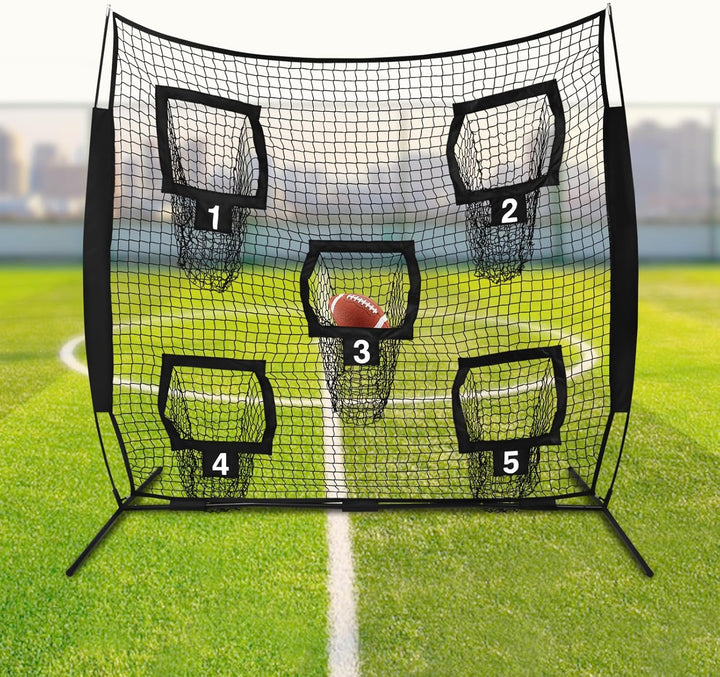 Rugby Wurfnetz, Rugby Wurfnetz mit 5 Zieltaschen, Fussballtrainer-Wurfnetz, Trainings-Wurfziel-Übung