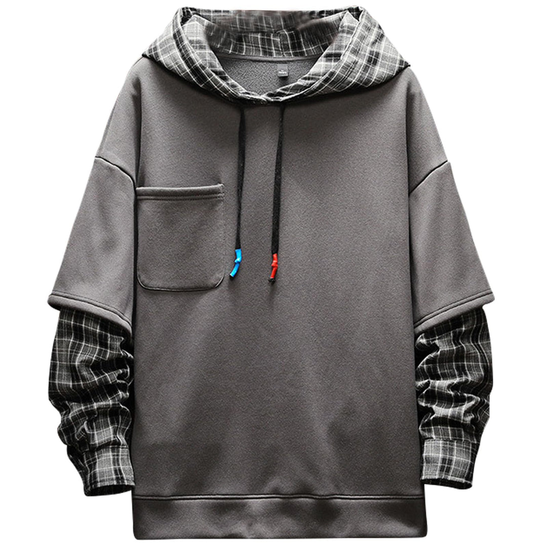 Moshtashio Kapuzenpullover für Herren, Patchwork Hoodie mit Kontrastfarbe Langarm Basic Sweatshirt P
