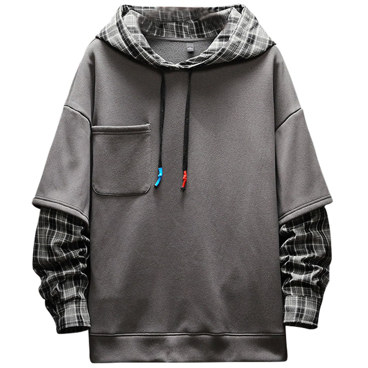 Moshtashio Kapuzenpullover für Herren, Patchwork Hoodie mit Kontrastfarbe Langarm Basic Sweatshirt P