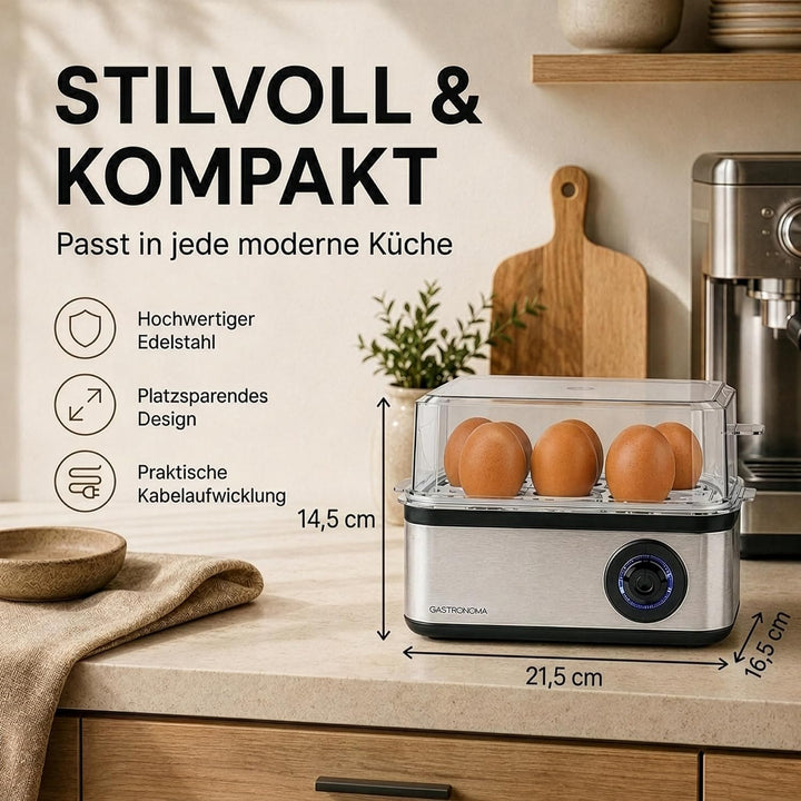 Nedis - Eierkocher - 500 W - Kapazität für 8 Eier - Perfekt hart, Mittel oder weich gekocht - Eierko