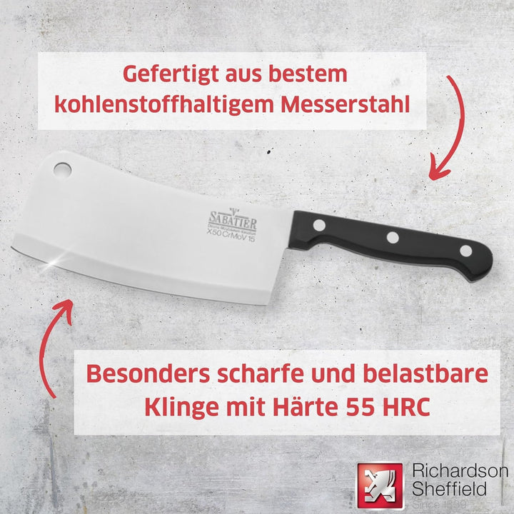 Richardson Sheffield V SABATIER Hackmesser | 17 cm lange Klinge | gehärteter Klingenstahl | rostfrei