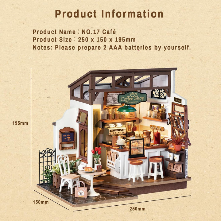 Rolife Puppenhäuser Miniatur Haus Kit mit Möbeln und LED-Licht Puppenhaus Holz Modellbausätze für Er