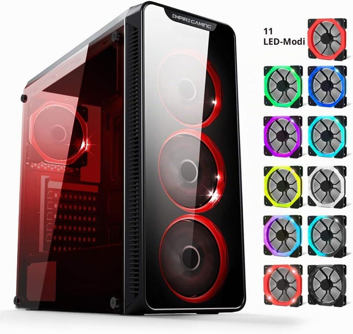 EMPIRE GAMING Warmachine - Gamer-PC-Gehäuse – Mittelgrosser Gehäuseturm ATX - 4 geräuschlose Lüfter