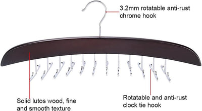 Krawattenhalter, 24 Haken, drehbar, Holz, Krawattenhalter, Aufbewahrung, Organizer (dunkelrot), Dunk