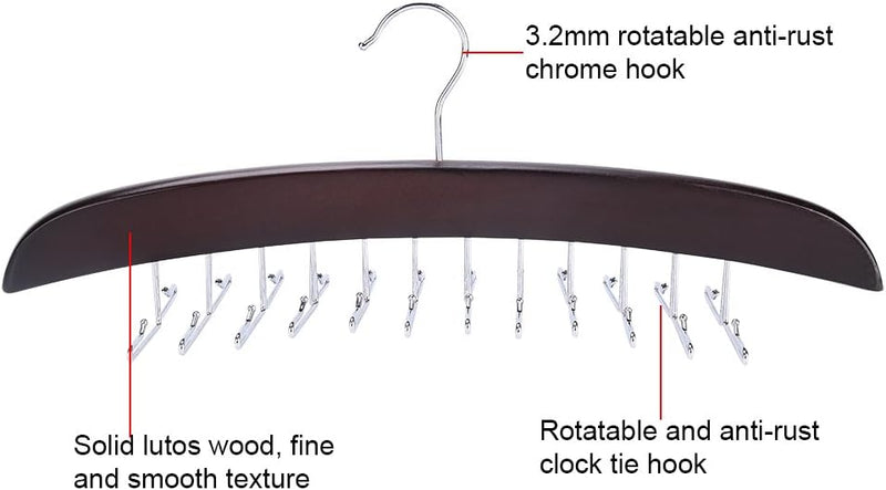 Krawattenhalter, 24 Haken, drehbar, Holz, Krawattenhalter, Aufbewahrung, Organizer (dunkelrot), Dunk
