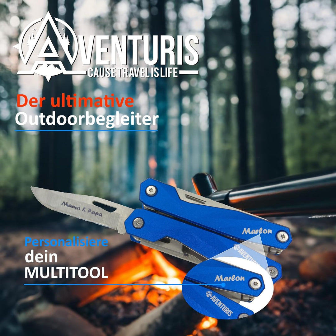 AVENTURIS® Multitool PERSONALISIERT. Tolles Multifunktionswerkzeug als Fahrrad zubehör oder Outdoor