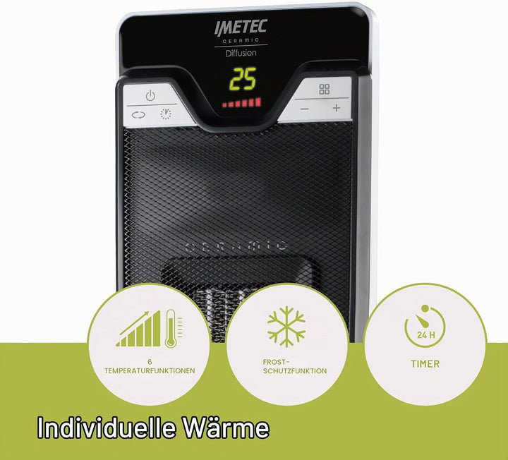 Imetec Eco Ceramic Diffusion, Elektroheizung, Heizlüfter, Schwingkörper, Keramiktechnologie, geringe