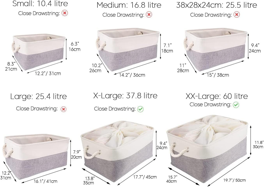 Grosse Aufbewahrungsbox 4er Set, Canvas Stoff Aufbewahrungskörbe mit Griffen für Schränke, Kleidersc