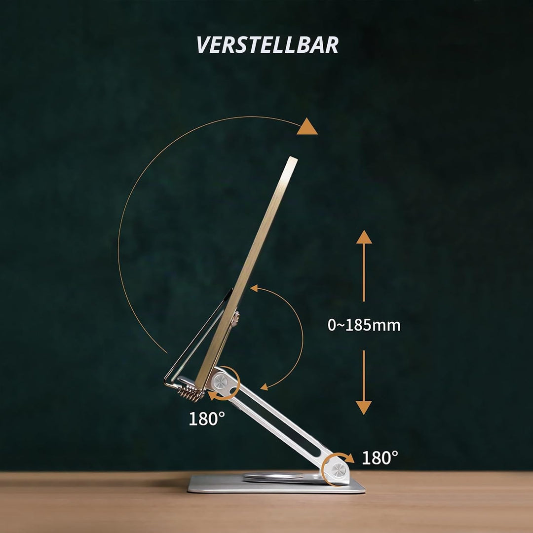 Gwezmxs Buchständer Holz, Einstellbar Buchhalter Leseständer 360° Basis zum Lesen, Faltbar Kochbuchs