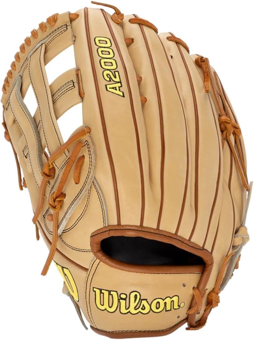 WILSON A200 Baseballhandschuh-Serie Linke Hand Wurf 32,4 cm (12,75 Zoll) Blond/Saddle Tan – Standard