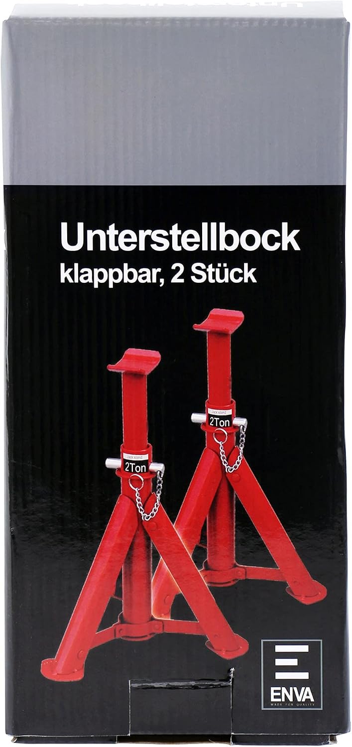 ENVA 4x Höhenverstellbarer Unterstellbock Kfz &amp; Caravan Stützbock 2t Klappbare Stütze mit 277-365 mm