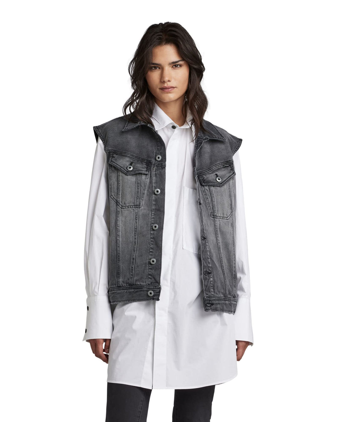 G-STAR Damen Oversized Denim Vest XXS Grau (Faded Blade D22581-D291-C778), XXS Grau (Faded Blade D22