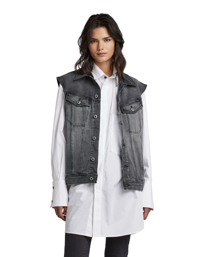 G-STAR Damen Oversized Denim Vest XXS Grau (Faded Blade D22581-D291-C778), XXS Grau (Faded Blade D22