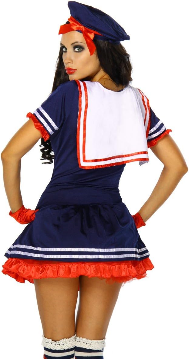 Maritimes Kostüm-Set `Matrose` für Karneval und Fasching mit Kleid und Mütze A12388, Grösse:34-38;Fa