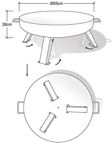 Köhko Feuerschale Macapa -Ø 55 cm aus 2 mm dickem Stahl in Rostoptik mit Wasserablaufloch, Griffen u