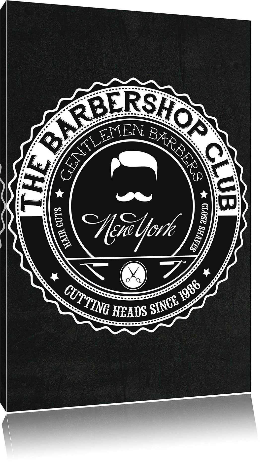 Dark the Barber-Shop-Club black Leinwandbild Bild auf Leinwand, XXL riesige Bilder fertig gerahmt mi