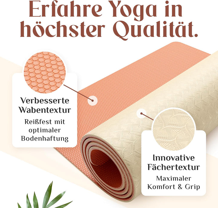 YOGALABS® - Premium Yoga-Matte aus hautfreundlichem ECO TPE-Material 185 x 60 x 0,6cm (gross) - Boho
