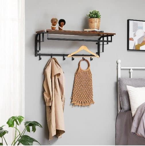 MAZAZU XL Wandgarderobe - Industrial Design mit Ablage und 5 Haken für Jacken und Accessoires - Plat