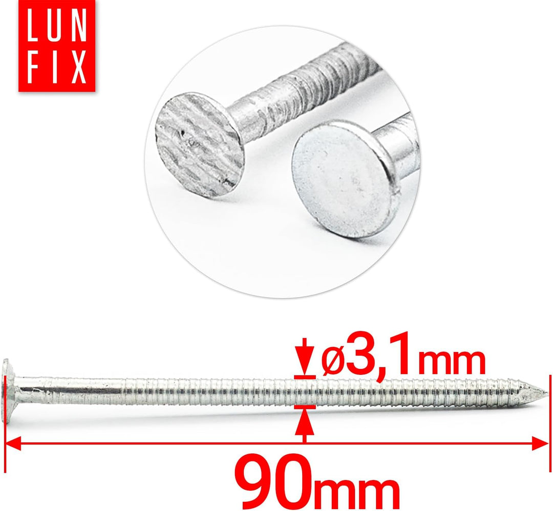 Rillennägel 3,1 x 90 mm verzinkt 5kg ca. 735 Stk Flachkopf | Baunägel Holznägel, Rillenschaft, Holzb
