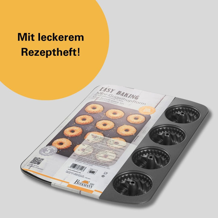 Birkmann, Easy Baking, Mini-Gugelhupfblech 12-fach, Backform für Mini-Kuchen, Muffins und Cupcakes,