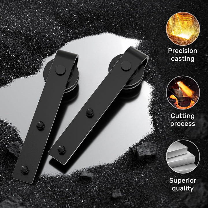 Wolfbird 200CM/6.6FT Schiebetürbeschlag Set Schiebetürsystem Gleitschiene Holzschiebetür Schwarz 1 m