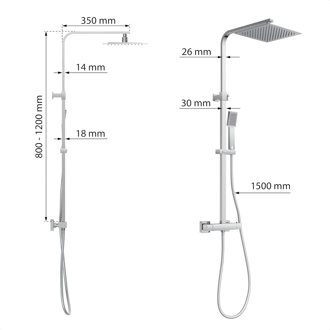 EISL CALVINO Duschsystem mit Thermostat Armatur, Komplettes Duschset mit Brausegarnitur (Regendusche