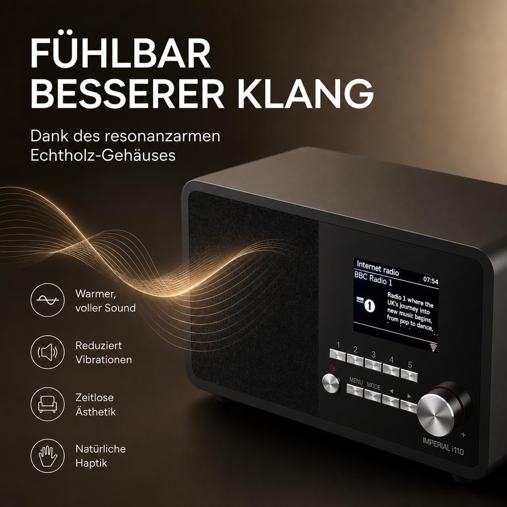 Imperial i110 Internetradio UPNP/DLNA Mediaplayer schwarz Schwarz Single, Schwarz Single