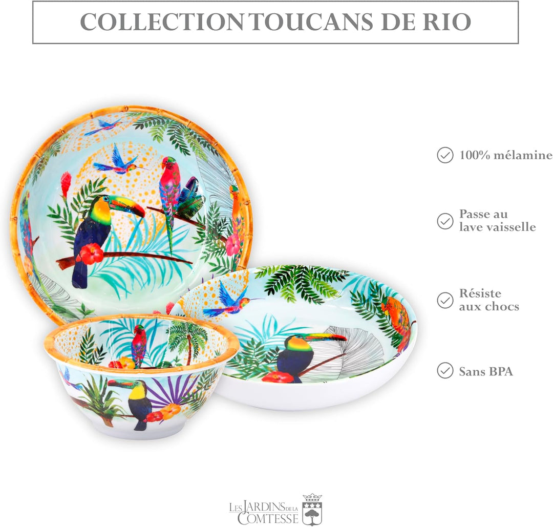 Les Jardins de la Comtesse - Grosser Suppen- oder Pastateller - Multicolor - Tukanen aus Rio - MelAR