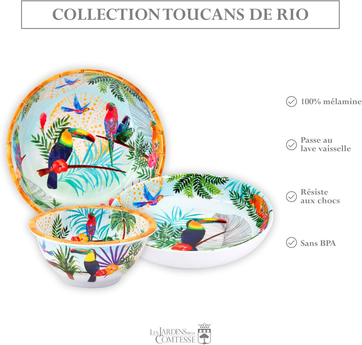 Les Jardins de la Comtesse - Grosser Suppen- oder Pastateller - Multicolor - Tukanen aus Rio - MelAR