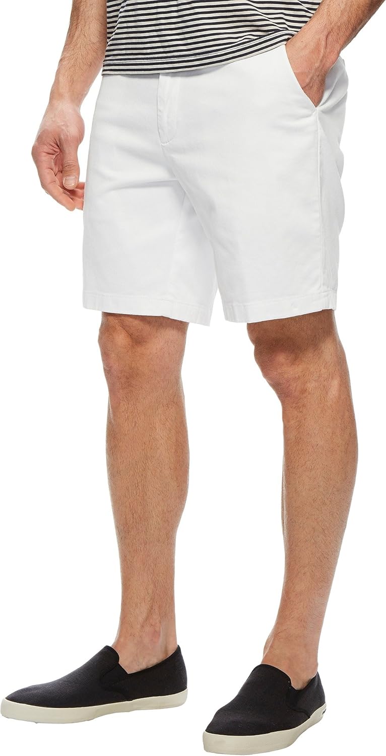 Nautica Herren Lssige Shorts Classic Fit Flat Front Stretch Solid Chino Deck Short 38 Bright White,