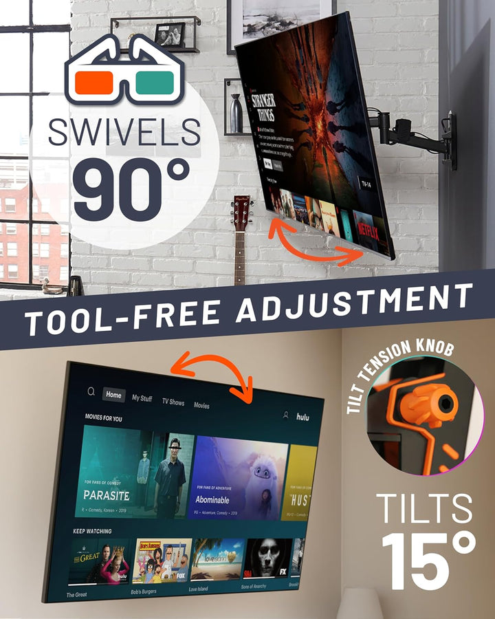 ECHOGEAR Full Motion TV-Wandhalterung für Fernseher bis 58" - Smooth Extention, schwenkbar, neigbar