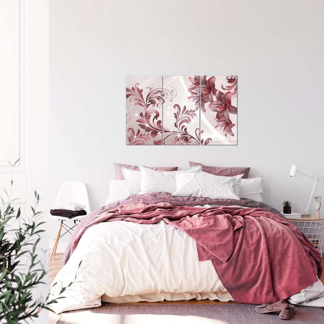 Runa Art Wandbilder Blumen Lilien Bild XXL Wohnzimmer Schlafzimmer Rosa Grau Abstrakt 120 x 80 cm 3