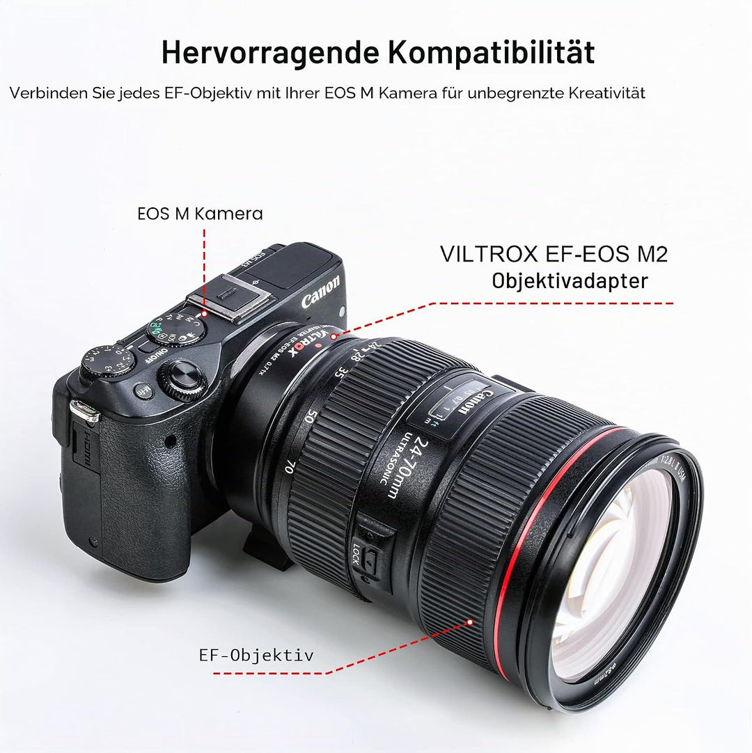VILTROX EF-EOS M2 Speedbooster 0,71 x Autofokus-Objektiv Halterungsadapter Kompatibel mit Canon EF-O