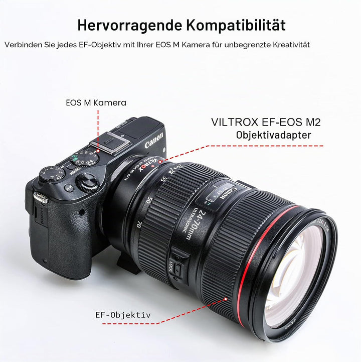VILTROX EF-EOS M2 Speedbooster 0,71 x Autofokus-Objektiv Halterungsadapter Kompatibel mit Canon EF-O