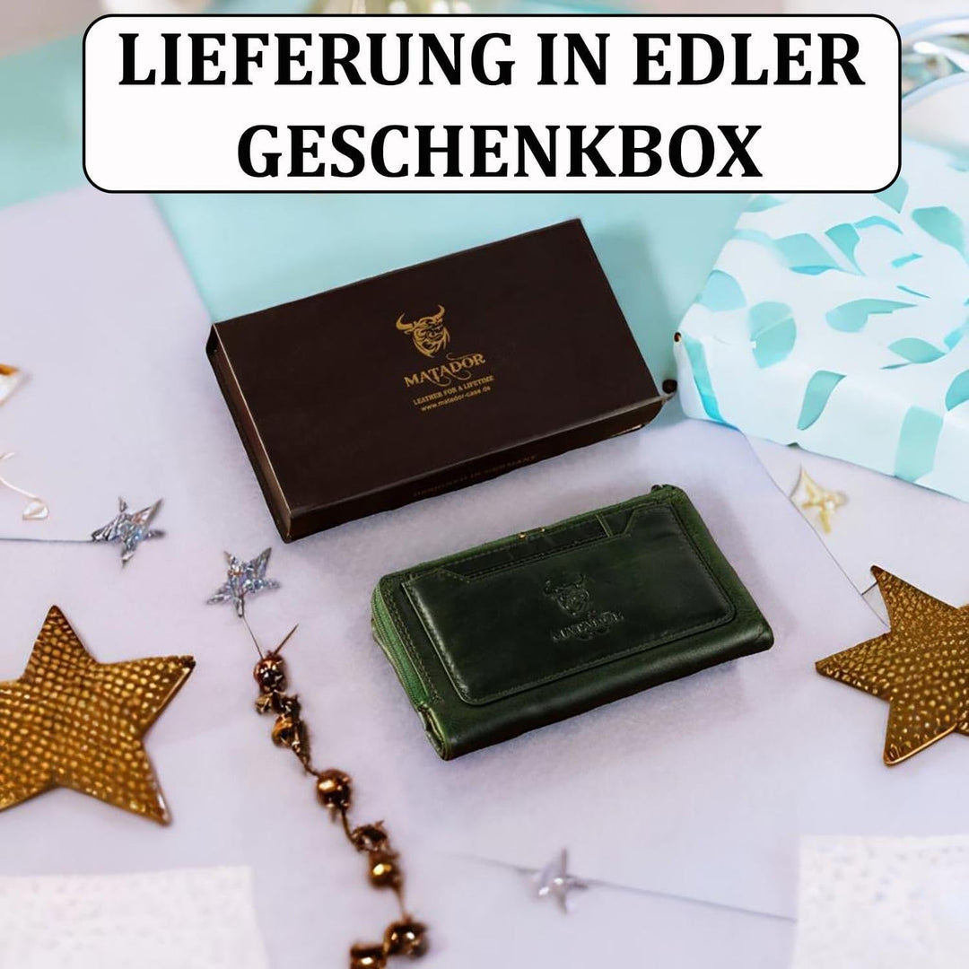 MATADOR |Puebla| Leder Portemonnaie Damen Mittelgross mit edler Geschenkverpackung | Edle Leder Geld