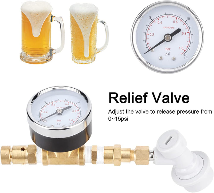 Einstellbares Druckbegrenzungsventil für Bierbrauen, 0-15 psi CO2-Regler, Kugelverschlussanschluss m