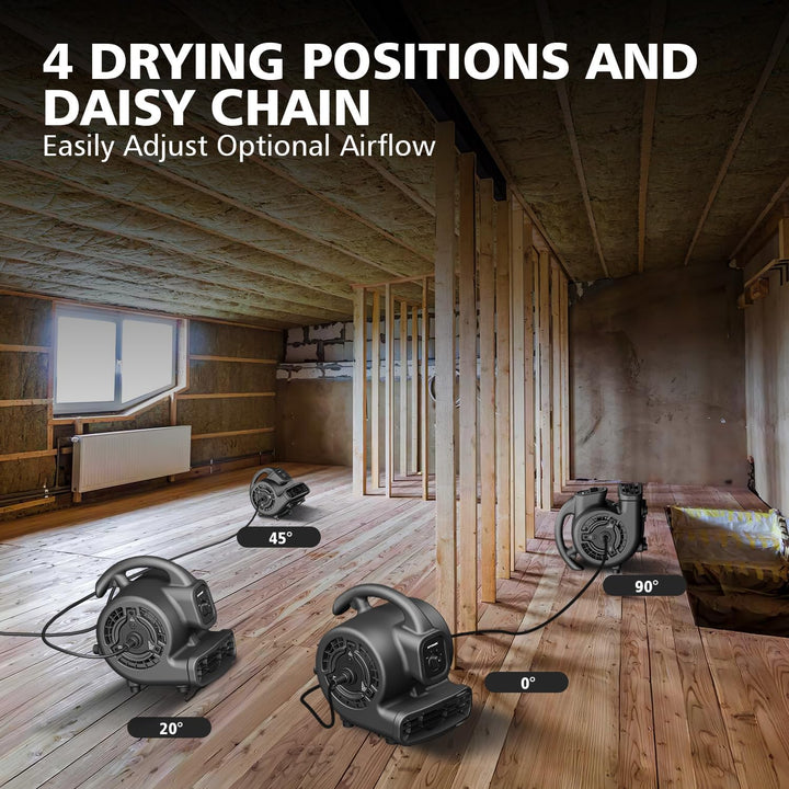 XPower Mighty Centrifugal Air Mover, Carpet Dryer, Floor Fan, Blower, Stackable, Daisy Chain, for Wa