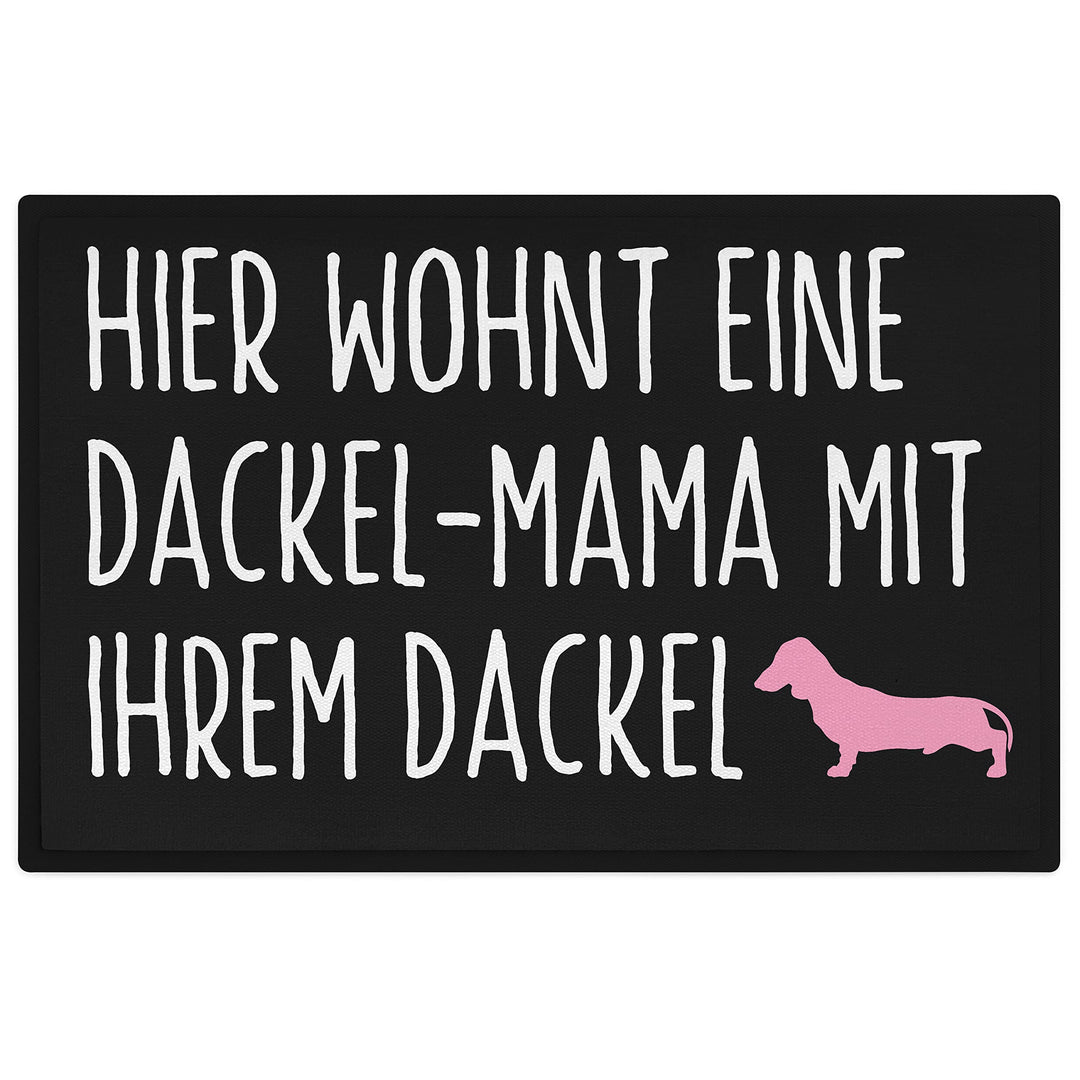 Trendation - Lustige Fussmatte für Dackel-Mama Hier Wohnt eine Dackelmama Mit Ihrem Dackel Besitzeri