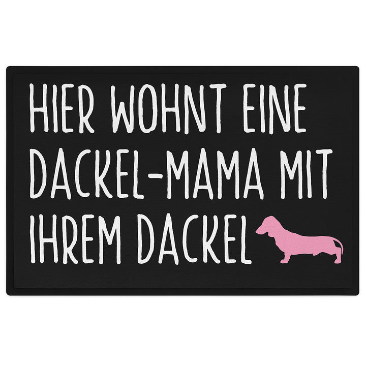 Trendation - Lustige Fussmatte für Dackel-Mama Hier Wohnt eine Dackelmama Mit Ihrem Dackel Besitzeri