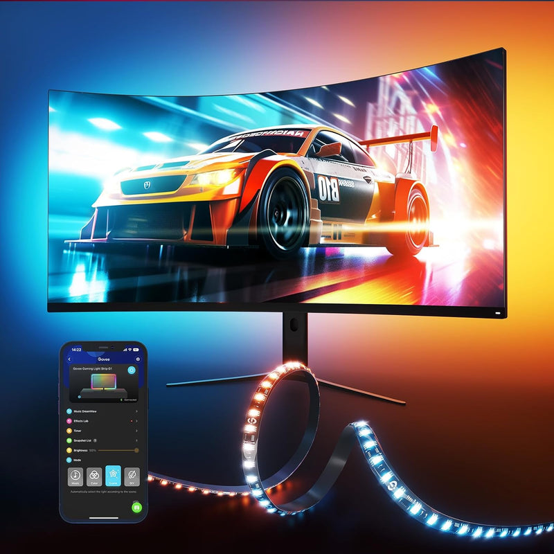 Govee Gaming Light Strip G1, LED Strip PC Hintergrundbeleuchtung, Smart RGBIC LED Streifen für 24-26