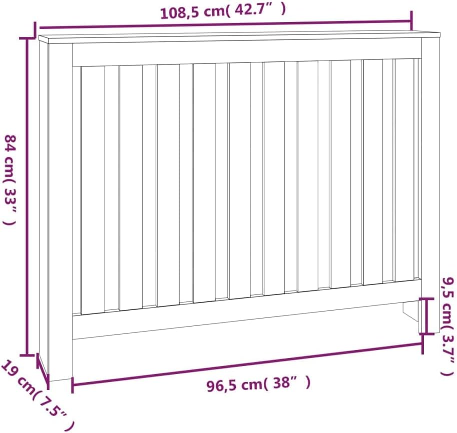 puraday Heizkörperverkleidung 108,5x19x84 cm Heizung Heizkörper Abdeckung Rustikale Optik Heizungsve