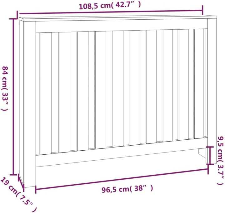 puraday Heizkörperverkleidung 108,5x19x84 cm Heizung Heizkörper Abdeckung Rustikale Optik Heizungsve