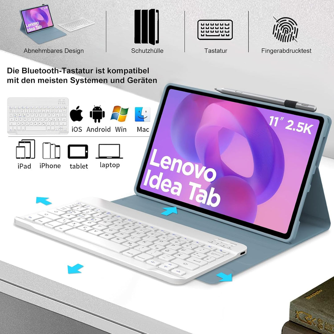 Tastatur für Lenovo Idea Tab Tablet 11" 2025, Blau | Hülle mit Tastatur für Lenovo Idea Tab 11 Zoll